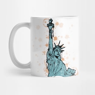 Close view to the statue of Liberty watercolor sketch Mug